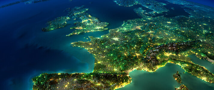 Night Earth. A piece of Europe - Spain, Portugal, France